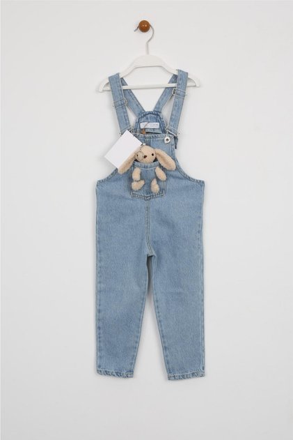 Teddy Bear Jeans Sleeveless Jumpsuit for Girls and Boys