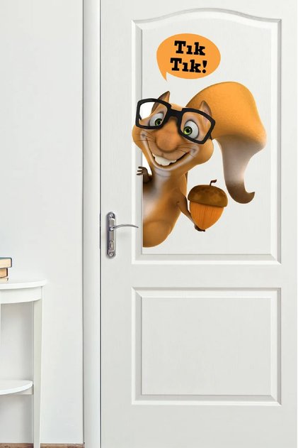 Bebek Ve Çocuk Odası Yaramaz Sincap Kapı Giydirme Sticker Seti