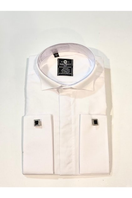 White Hidden Button Sleeve Button Slim Fit Shirt