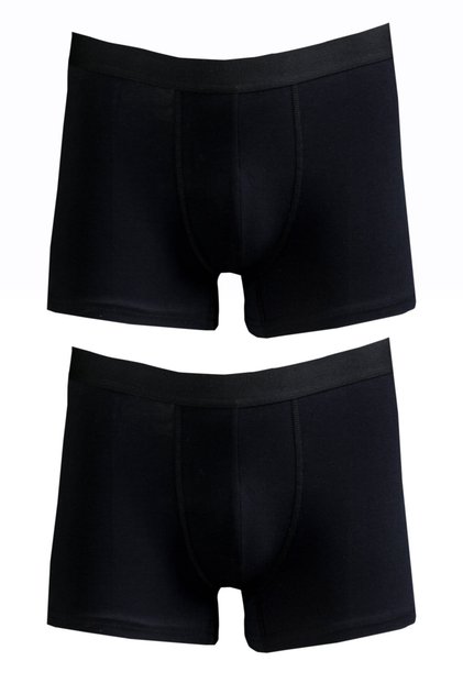 Men's 2-Piece Black Cotton Rubber Waist Stretch Boxers