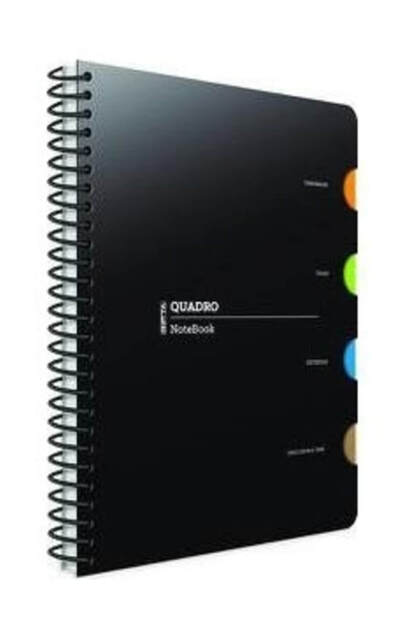 Quadro Spiral 4 Separator Pp Cover Notebook Checkered 17X24 Cm 150 Sheets 3-2908000-2011