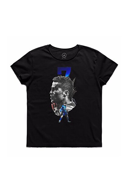 Art T-Shirt Erkek Siyah Chrıstıano Ronaldo Blue 7 T-Shirt - 1