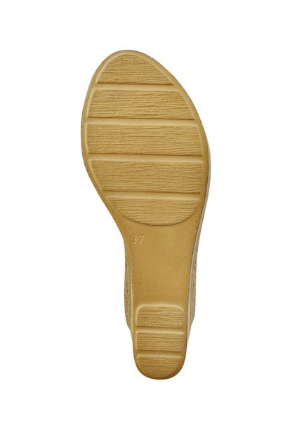 Dogo Kadın Vegan Deri Sarı Dolgu Topuk Ayakkabı - Stripes And Dots Tasarım - 4