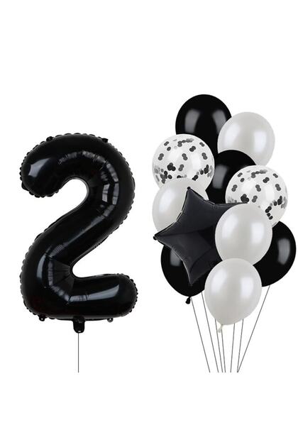 Best Black Number Foil and Latex Balloon Set Age 2