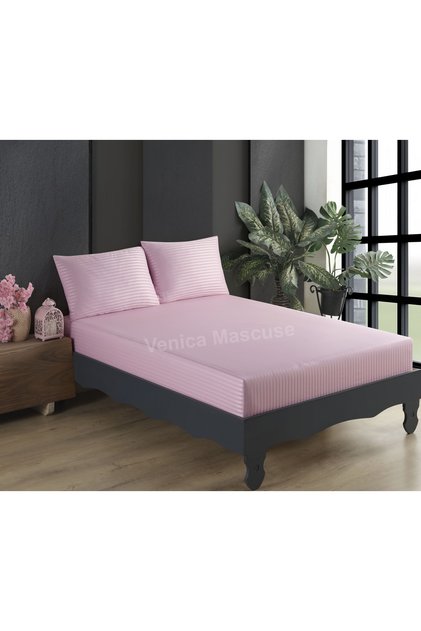 Cotton Satin Double Fitted Sheet Set