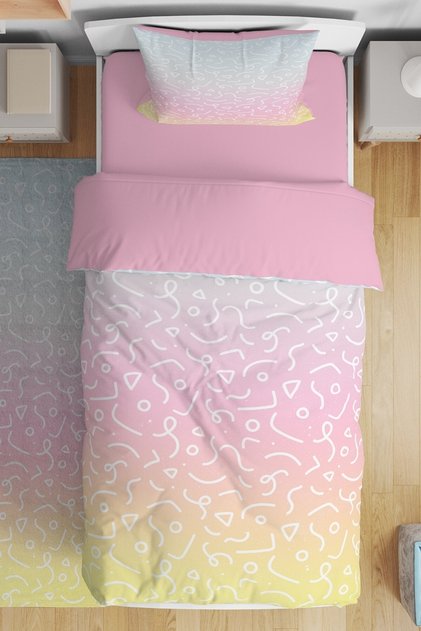Color Transition Confetti Patterned Single Baby Kids Bedding Set
