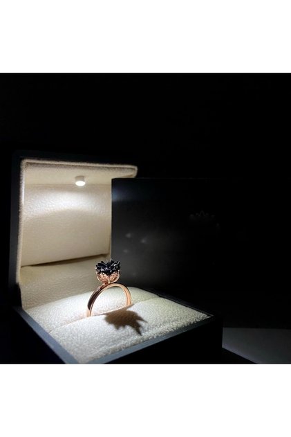 Lotus Çiçeği Yüzük & Işıklı Yüzük Kutusu - 925 Ayar Gümüş Yüzük