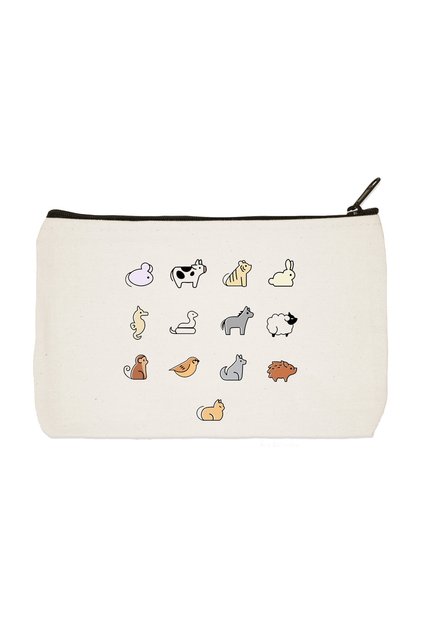 Clutch Animals Printed Cloth Makeup Bag Pen Holder Handbag