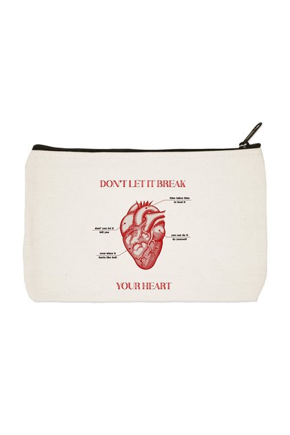 Clutch Don't Let It Break Printed Cloth Makeup Bag, Pen Holder, Handbag