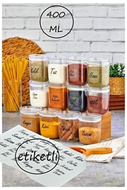 ŞAKİLATA CONCEPT 12'li Etiketli 400 ml Vakumlu Damla Baharatlık