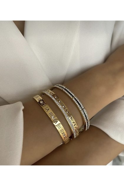 Steel Roman Numeral Handcuff Bracelet