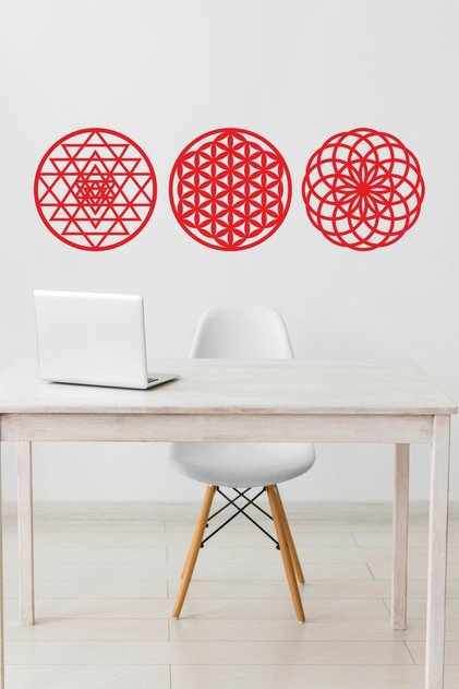 Wooden Flower of Life Sri Yantra Torus Breath Triple Decorative Painting Wall Ornament Home Gift