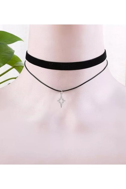 Kuzey Yıldızı Detaylı Ikili Boyun Kolye Kadın Choker, Kadın Kolye
