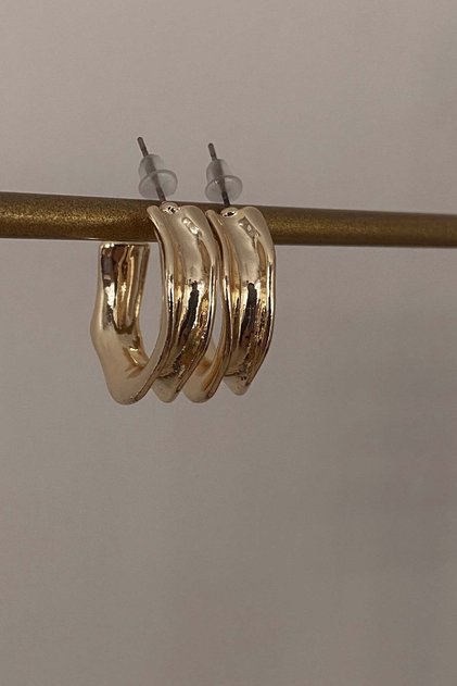 Şekilli Halka Gold Küpe