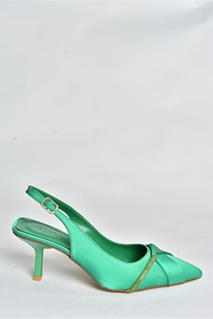 green emerald velvet dress Hunter Green Satin Pointy Toe Bridesmaids Flats with Ankle Strap 7.5 main image 0