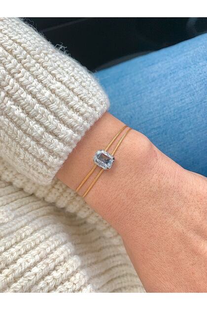 Baguette Solitaire Gold Color Rope Bracelet