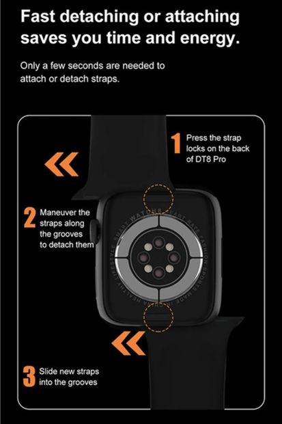 Black Cactus Samsung Galaxy S6 Active Uyumlu Watch 8 Pro 45mm Nfc Özellikli Akıllı Saat - 3
