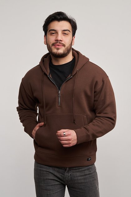 Silver Zippered Cotton Hooded Sweatshirt Unisex