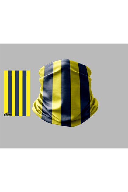 Yellow Navy Blue Designed Biker Multi-Purpose Outdoor Neck Collar Unisex Bandana