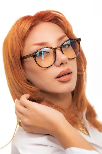 Lookup Unisex Leopard Pattern Round Frame Reading Glasses Clear Glass
