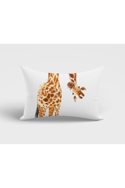 Rectangular Giraffe Patterned Double Sided Printed Suede Throw Pillow Cover