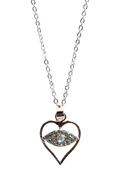 Women's Gray Zircon Stone Heart Eye Necklace