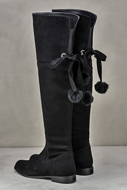 Elle Shoes FU Siyah Kadın Çizme - 4