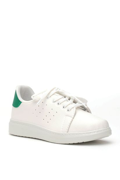 Ayakkabı Modası Beyaz Yeşil Kadın Spor Ayakkabı 888-2018-0130 - 2