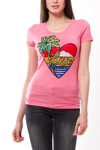 Moschino Kadın Pembe T-Shirt Mw158 - 1