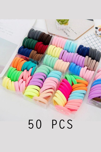 Set od 50 komada ženskih šarenih gumica za kosu