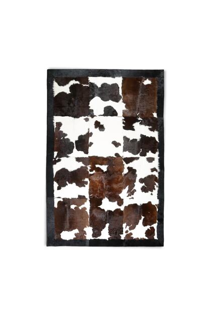 Koyu Kahverengi Dana Derisi Patchwork Halı