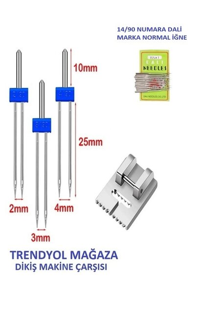 Dikiş Makine Çarşısı Zetina Nervür Ayak Paket 2mm,3mm Ve 4 Mm'dir. Dali 14 No 10 Adet Iğne
