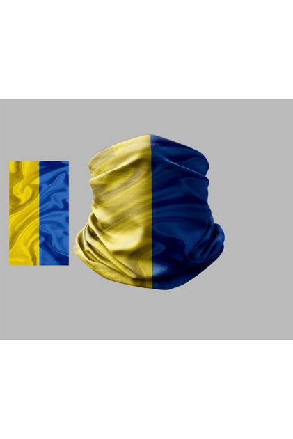 Yellow Navy Blue Designed Biker Multi-Purpose Outdoor Neck Collar Unisex Bandana