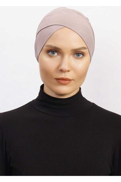 Women's Cross Bonnet Hijab Ready Non-Slip Turban Hijab Practical Non-Slip Elastane Bonnet - Smoke