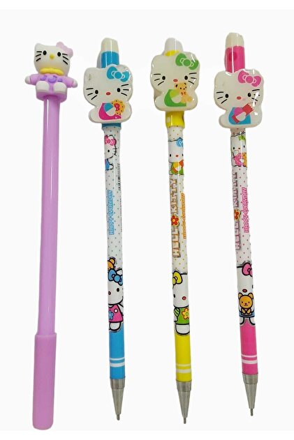 Hello Kitty 鍋 16cm & ハサミ 3点セット Hello Kitty Uçlu Kalem Seti Başlıklı Jel Tükenmez Kalem Hediyeli