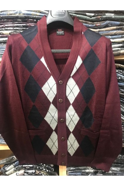 Men's Dad Patterned Thin Knitwear Cardigan