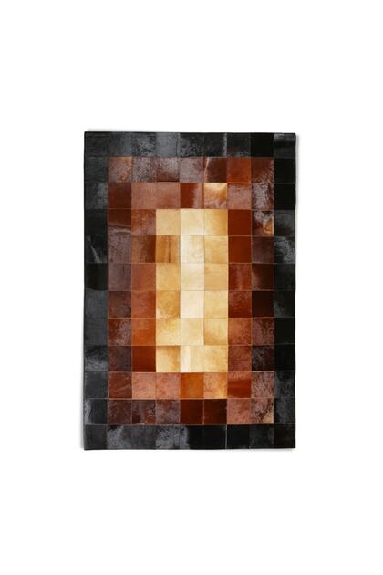 Siyah & Kahverengi Dana Derisi Patchwork Halı