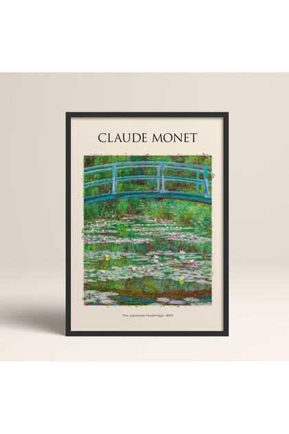 Claude Monet the Japanese Footbridge Art Painting with Black Laminated Frame