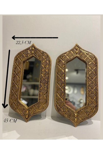 Dekoratif Polyester Ikili Kral Ayna Takımı Altın
