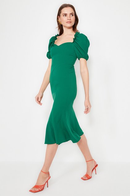 Rochie de seara tesuta cu captuseala verde smarald TPRSS21EL0053