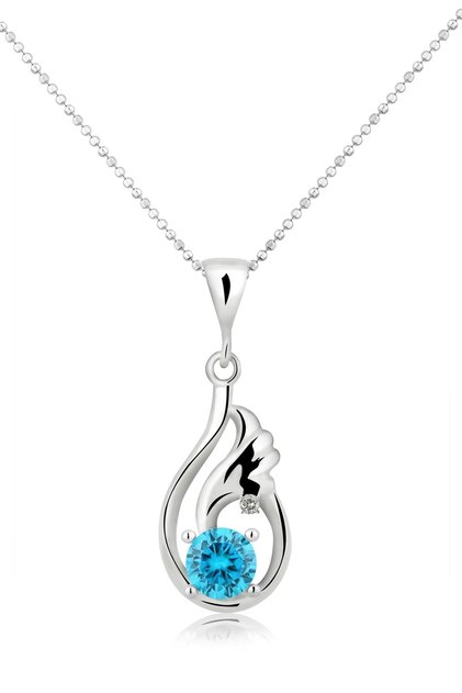Topaz Melek Kanadı 0.02 Carat Pırlanta Gümüş Kolye cc84