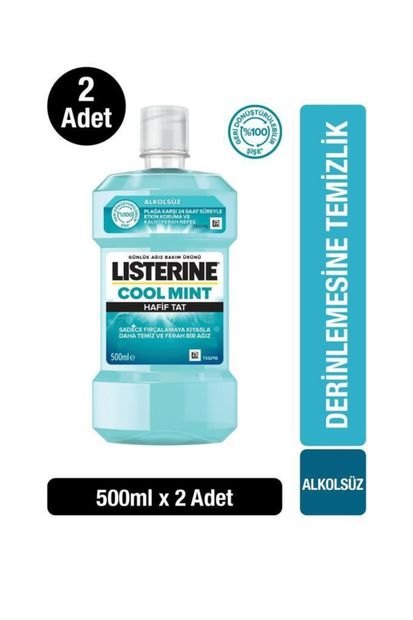 Listerine Cool Mint Hafif Tat Alkolsüz Ağız Bakım Suyu 500ml X 2 - 1