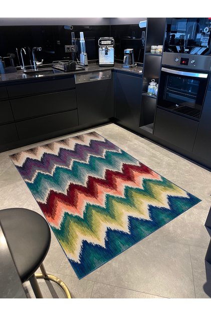 Mira 1039 Zigzag Themed Multicolor Design Woven Base Carpet