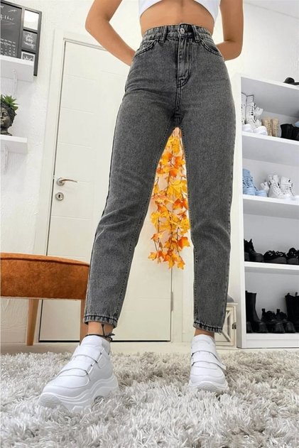 Estonya Smoked Mom Jean Women's Boyfriend High Waist Power Lycra Shaping
