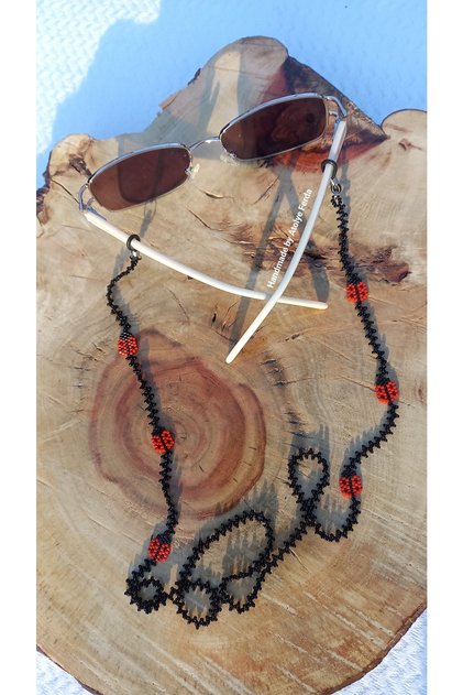 Ladybug Themed Beaded Glasses Strap Eyeglass Cord