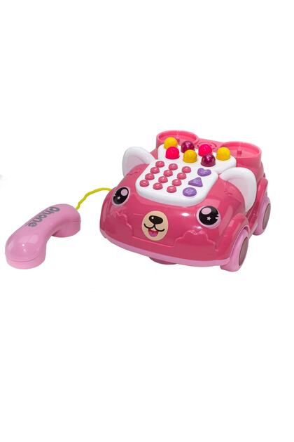 Sevimli Telefon Işıklı Sesli Klasik Telefon Pembe