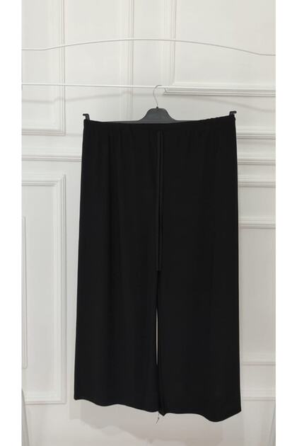 Kadın Anne Beli Lastikli Geniş Paça Likralı Buzi Rahat Pantolon