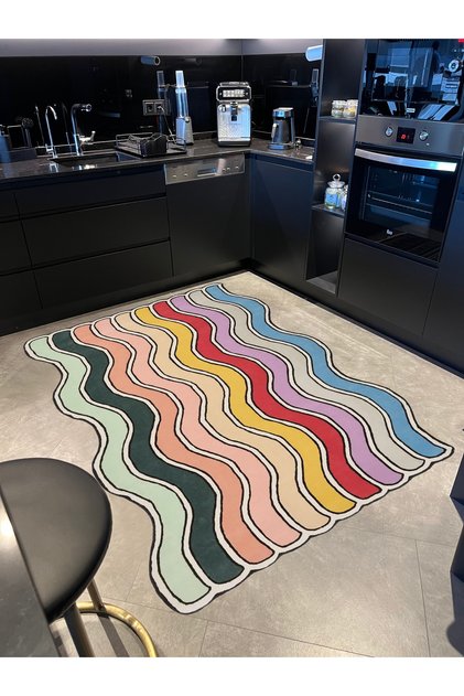 Mira 1028 Multicolored Wavy Design Woven Base Carpet