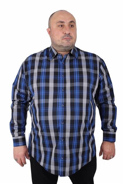 Large Size Men's Shirt Viento 23369 Cobalt Blue