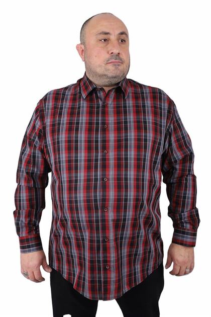 Plus Size Men's Shirt Estacional 23373 Claret Red